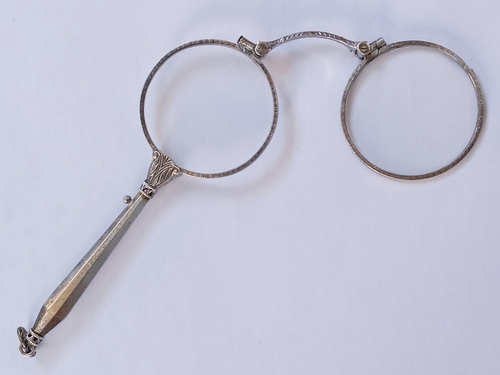 Antigo Óculos Modelo Lorgnon Em Prata 