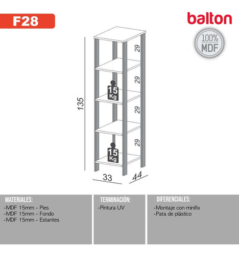 Torre Con 5 Estantes Estilo Industrial 100% Mdf Balton Hogar