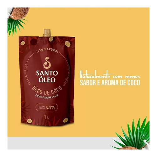 Kit C/5 Óleo De Coco Extra Virgem De Película 1l Santo Óleo