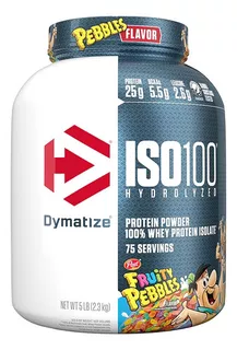 Suplemento de proteína em pó Dymatize Iso-100 Fruity Pebbles Flavor em pote de 2,3 kg