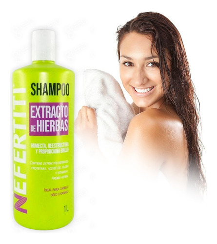 Shampoo Hierbas Reparador Para Cabello Dañado Nefertiti 1lt