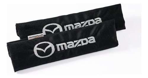 Protectores Cubre Cinturones Tela Negro Logo Mazda Bordado