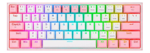 Teclado Gamer Bluetooth Redragon Fizz Pro K616-rgb Qwerty Inglés Us Color Blanco Y Rosa Con Luz Rgb