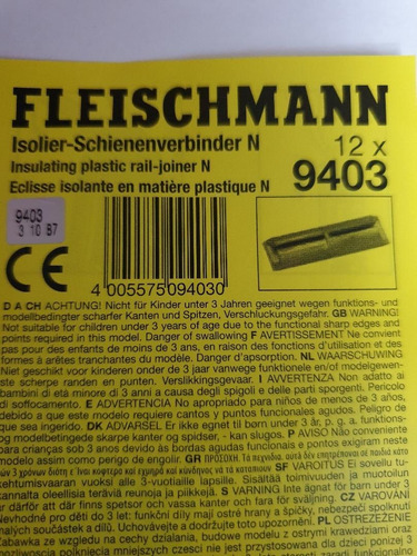 Imagen 1 de 5 de Eclisas Para Vìas Fleischmann Escala N De Aislaciòn 9403