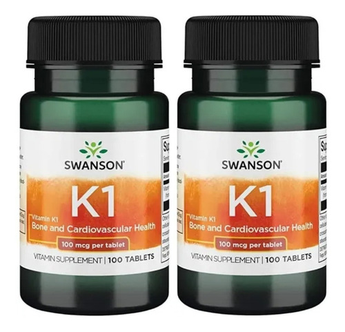 Vitamina K1 100 Tab 100mcg Made Usa Pack 2x Envio Gratis