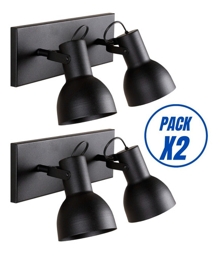 Imagen 2 de 10 de Pack X2 Lampara Aplique Spot Dos Luces Apto Led