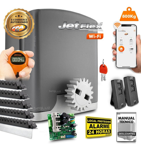 Kit Motor Ppa Dz Rio Jet Flex App Wifi 5m Crem Portão 800kg