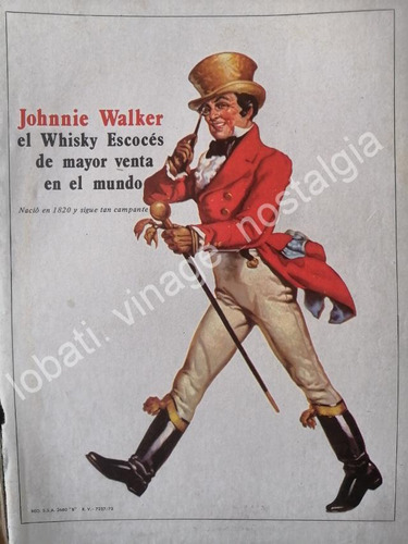 Cartel Publicitario Retro Whisky Jhonnie Walker 1973 /16