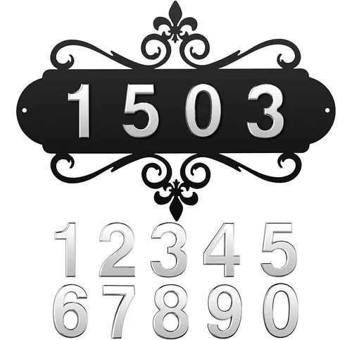 Placa de dirección personalizada para vivienda con números fundidos de 12  pulgadas para exteriores, placa de identificación de dirección