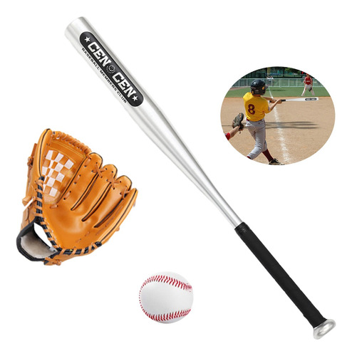 Set De Béisbol Bates De Aluminio C/pelota Y Guante Infantil