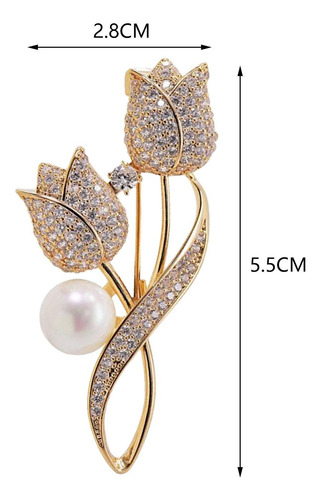 2 Broches De Diamantes De Imitación, Broche De Tulipán,