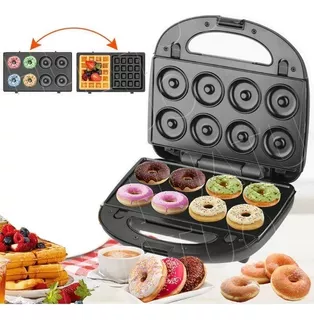 Maquina Para Hornear 8 Donas Y Waffles 2 En 1 Raf De 850w