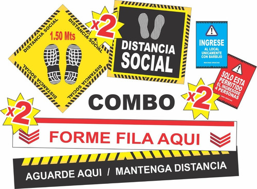 Vinilos Distancia Social P/ Piso Vidrio Mostrador 6 Unidades