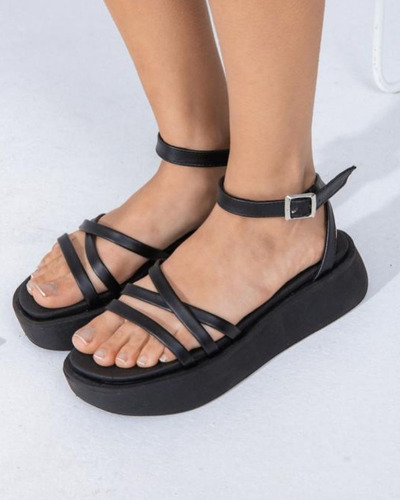 Sandalias De Mujer Con Plataforma Baja Liviana Sin Taco Bora