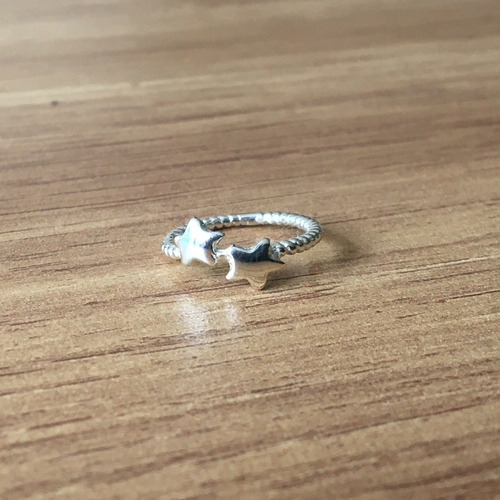 Imagen 4 de 10 de Anillo Medio Dedo #2 Estrellas De Plata .925 Agálea Joyería