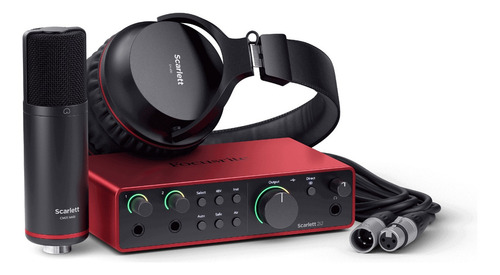 Kit Interface De Áudio Focusrite Scarlett 2i2 Studio 4th Gen Cor Vermelho