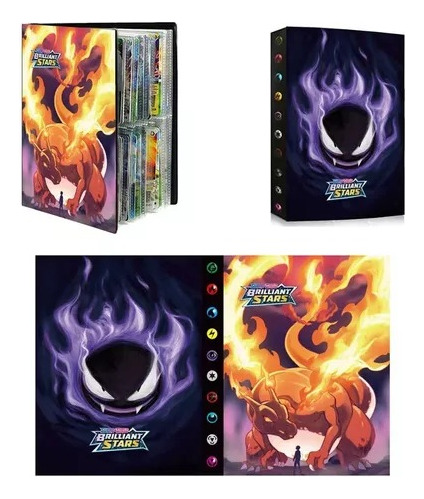 Album Porta Carta - Charizard Gastly / Pokemon 4 Bolsos