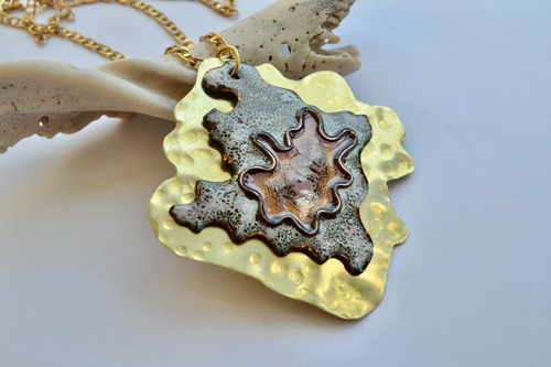 Imagen 2 de 4 de Collar De Cobre Y Bronce, Esmalte , Regalo Mama, Cod1