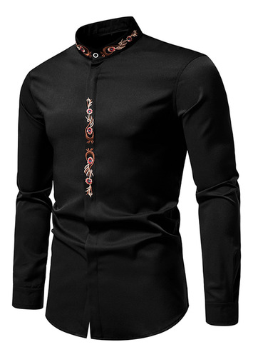 Camisa Bordada Con Cuello Alto Y Cuello Alto De Moda Casual
