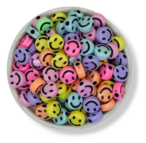 Cara Carita Smile Colores Pastel 8mm 25gr 70u Armar Bijou