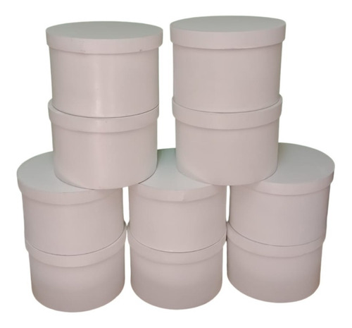 Kit 10 Caja Redonda 20 Cm | Cilindro| Pintada | Mdf