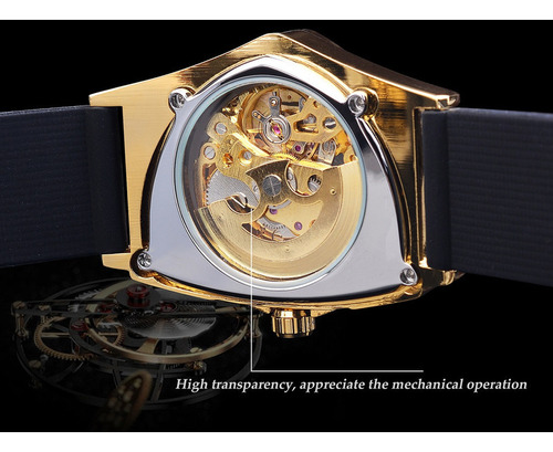 Reloj Automático Hombre Esqueleto Triángulo Dorado