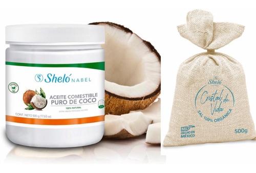  Aceite De Coco Comestible + Sal 100 % Orgánica, Sheló Nabel