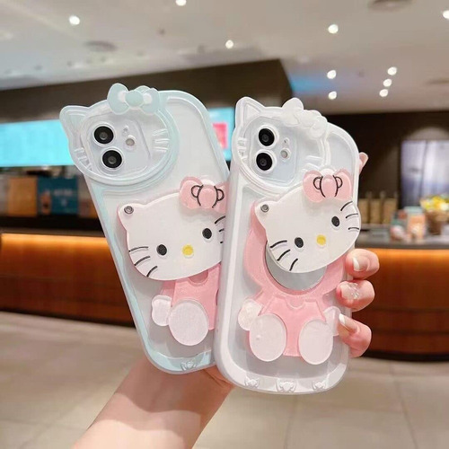 Qu Para iPhone Funda,mirror+silicone Phone Case Gatito