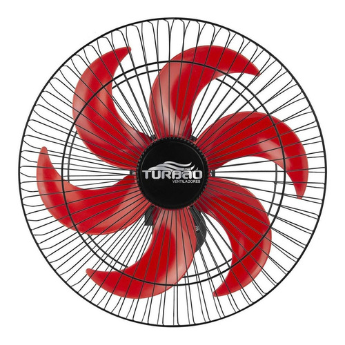 Ventilador de parede Turbão Parede Oscilante 50 preto com 6 pás cor  vermelho de  plástico, 50 cm de diâmetro 110 V/220 V