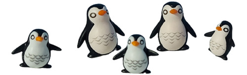 Set Pingüinos Familia Miniaturas(5uni) Terrario Casa Muñecas