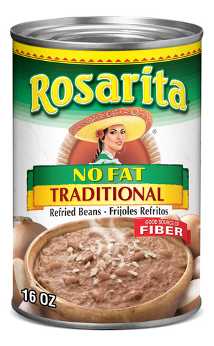 Rosarita Frijoles Refritos Tradicionales Sin Grasa, 16 Onzas