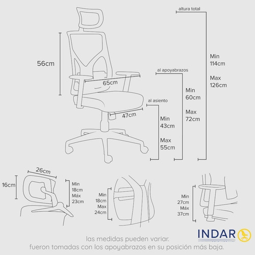 Imagen 3 de 8 de Sillon Gerencial Indar Cool Gris Ergonomico Lumbar Cabezal