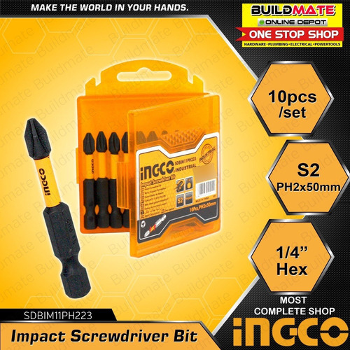 Set Puntas  Impacto Ph2 50mm Jgo 10 Pzas Sdbim11ph223  Ingco