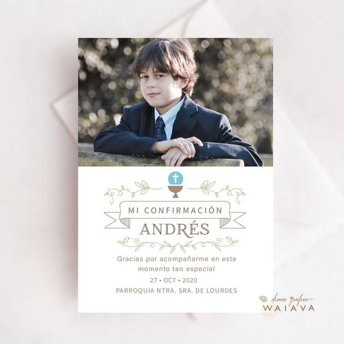Imagen 4 de 9 de Estampas Primera Comunión Tarjetas Nenes Con Foto X 4u