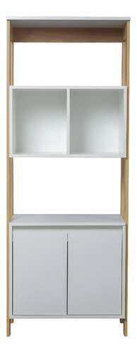 Aparador Mueble Organizador Estante Dos Puertas Blanco Color Hickory Blanco