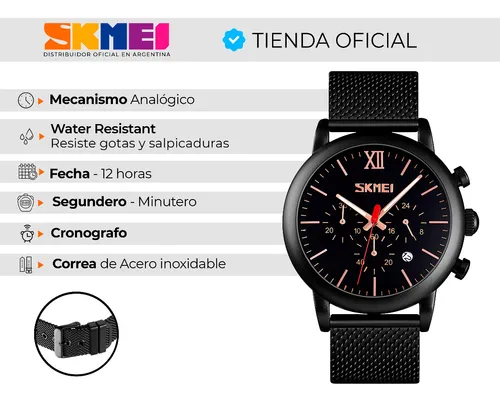 Reloj Hombre Skmei 9203 Malla Acero Cronografo Elegante
