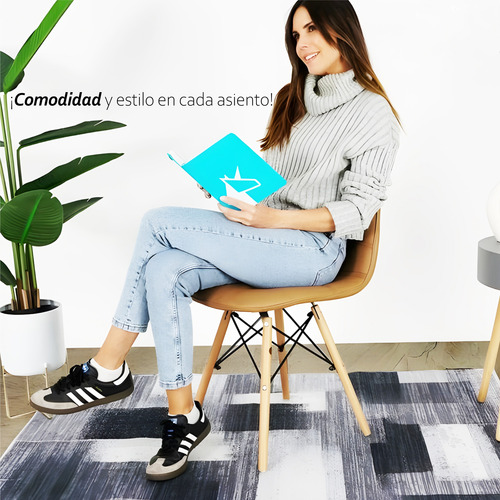 Set 4 Sillas Eames Capitonada Botón Moderna Minimalista