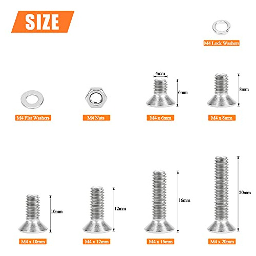 Helifouner, 360 Unidades, M4 X 6 Mm, 8 Mm, 10 Mm, 12 Mm, 16