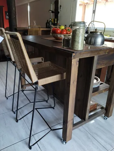Isla Mesa Madera Desayunador Cocina Quincho Parrilla 150*70