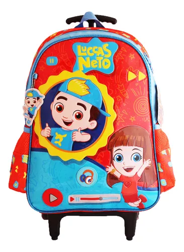 Kit Conjunto Mochila Escolar Infantil Luccas Neto Rodinhas