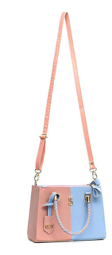 Bolsa Tiracolo Feminina Bicolor Tote New Colection Elegance Cor Azul/rosa