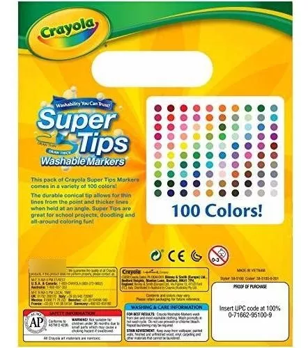 Rotuladores crayola supertips 100 colores surtidos