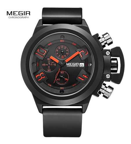 Reloj Megir 2002, Calendario Reloj Resistente Al Agua Color De La Correa Negro