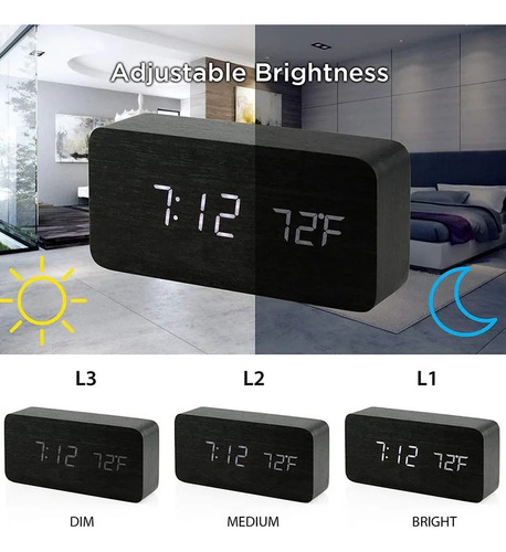 Reloj Despertador Digital De Madera, Reloj Despertador Led