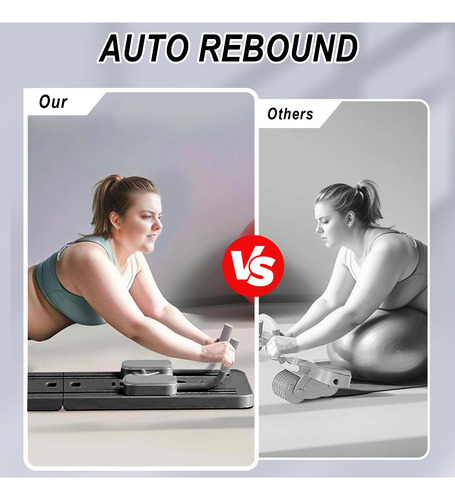 Tabla Abdominal Multifunción Plank Trainer Rodillo Plegables Negro