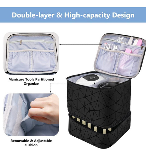 A Bolsa De Manicure De Camada Dupla Nail Organizer Com Alça