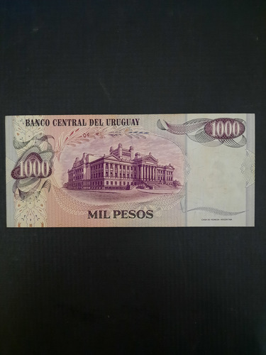 Cédula Estrangeira Antiga Do Uruguay Mil Pesos Fe Linda (Usado)