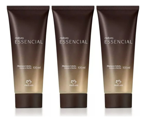 Kit 3 Shampoo Cabelo Corpo E Barba Essencial Natura