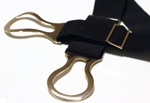 Imagem 6 de 6 de Cinto Feminino Elástico Preto Fivela Dourada Detalhada