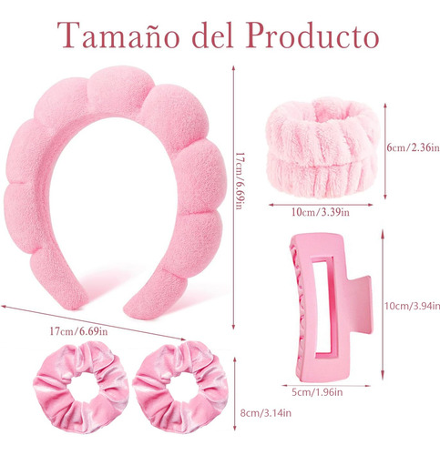 Kit 6pzs Diademas Para Maquillaje Y Muñequeras Skincare Spa